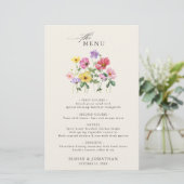Wildflower Rustiek Chic Bloemen Boho Wedding Menu (Staand voorkant)