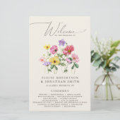 Wildflower Rustiek Chic Bloemen Boho Wedding Progr (Staand voorkant)