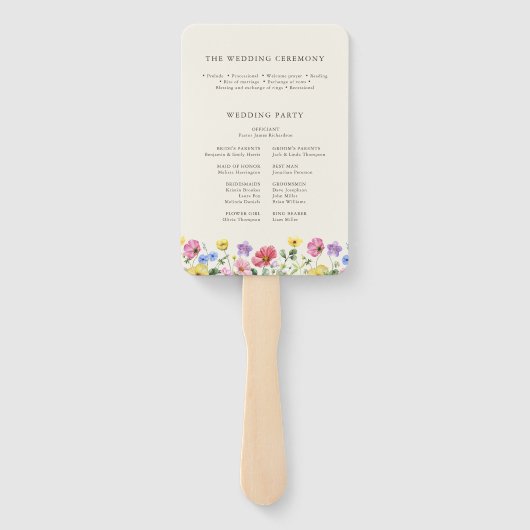 Wildflower Rustiek Chic Bloemen Boho Wedding Progr Handwaaier (Achterkant)