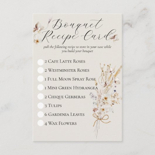 Wildflower Rustiek Elegant Vrijgezellenfeest Game Informatiekaartje (Voorkant)