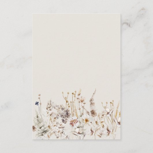 Wildflower Rustiek Elegant Vrijgezellenfeest Game Informatiekaartje (Achterkant)