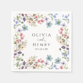 Wildflower rustieke bloemen bruiloft servet (Voorkant)