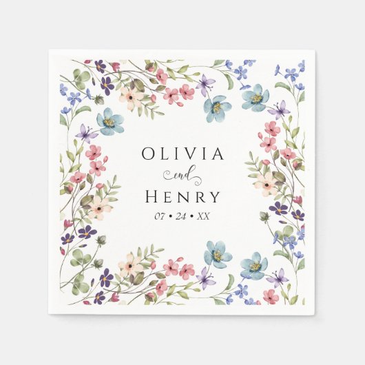 Wildflower rustieke bloemen bruiloft servet (Voorkant)