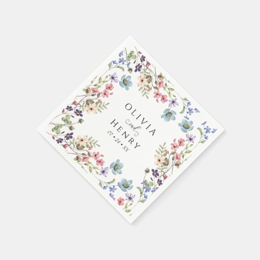 Wildflower rustieke bloemen bruiloft servet (Hoek)