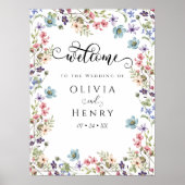 Wildflower rustieke bloemen bruiloft welkom poster (Voorkant)