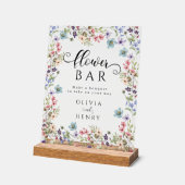 Wildflower Rustieke Bloemen Trouwbloem Bar Acryl Bord (Hoek)