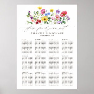 Wildflower Rustieke Bloemen Trouwstoel Grafiek Poster