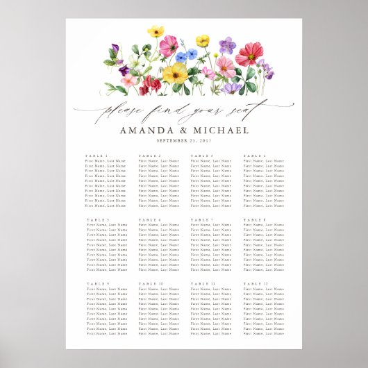 Wildflower Rustieke Bloemen Trouwstoel Grafiek Poster (Voorkant)