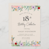 Wildflower rustieke Boho 18e verjaardag Eenvoudig  Kaart (Voorkant / Achterkant)
