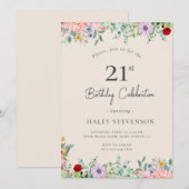 Wildflower rustieke Boho 21e verjaardag Eenvoudig  Kaart (Voorkant / Achterkant)