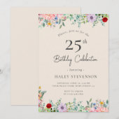 Wildflower rustieke Boho 25e verjaardag Eenvoudig  Kaart (Voorkant / Achterkant)