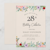 Wildflower rustieke Boho 28e verjaardag Eenvoudig Kaart (Voorkant / Achterkant)