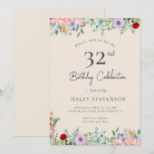 Wildflower rustieke Boho 32e verjaardag Eenvoudig  Kaart (Voorkant / Achterkant)