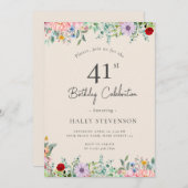 Wildflower rustieke Boho 41e verjaardag Eenvoudig  Kaart (Voorkant / Achterkant)