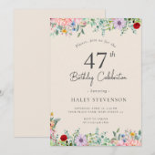 Wildflower rustieke Boho 47e verjaardag Eenvoudig  Kaart (Voorkant / Achterkant)