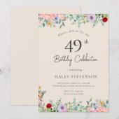 Wildflower rustieke Boho 49e verjaardag Eenvoudig Kaart (Voorkant / Achterkant)