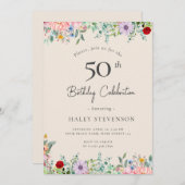 Wildflower rustieke Boho 50e verjaardag Eenvoudig  Kaart (Voorkant / Achterkant)