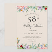 Wildflower rustieke Boho 58e verjaardag Eenvoudig Kaart (Voorkant / Achterkant)