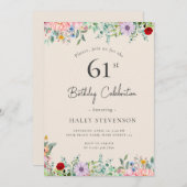 Wildflower rustieke Boho 61e verjaardag Eenvoudig  Kaart (Voorkant / Achterkant)
