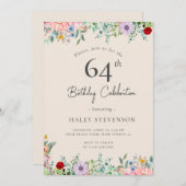 Wildflower rustieke Boho 64e verjaardag Eenvoudig Kaart (Voorkant / Achterkant)