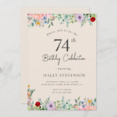 Wildflower rustieke Boho 74e verjaardag Eenvoudig Kaart (Voorkant / Achterkant)