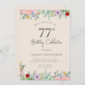 Wildflower rustieke Boho 77e verjaardag Eenvoudig  Kaart (Voorkant / Achterkant)