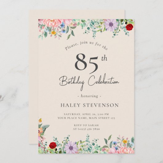 Wildflower rustieke Boho 85e verjaardag Eenvoudig Kaart (Voorkant / Achterkant)