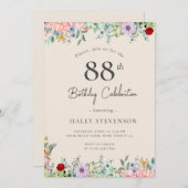 Wildflower rustieke Boho 88e verjaardag Eenvoudig  Kaart (Voorkant / Achterkant)