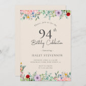 Wildflower rustieke Boho 94e verjaardag Eenvoudig Kaart (Voorkant / Achterkant)