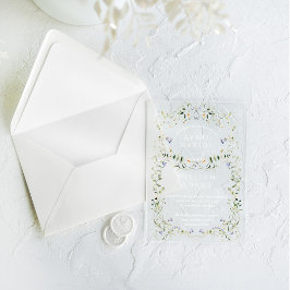 Wildflower rustieke Boho bloemenbruiloft Acryl Uitnodigingen