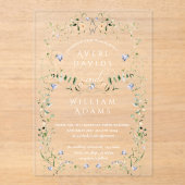 Wildflower rustieke Boho bloemenbruiloft Acryl Uitnodigingen (Voorkant)