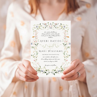 Wildflower rustieke Boho bloemenbruiloft Kaart