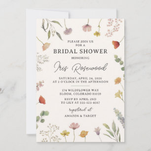 Wildflower rustieke Boho bruids douche uitnodiging