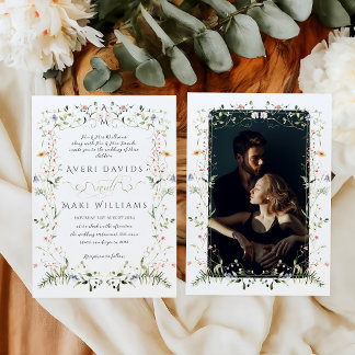 Wildflower rustieke Boho Floral foto bruiloft Kaart