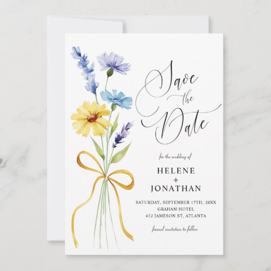 Wildflower Rustieke Boho Garden Elegante bruiloft Save The Date (Voorkant)