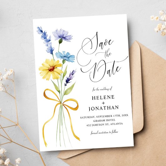 Wildflower Rustieke Boho Garden Elegante bruiloft Save The Date