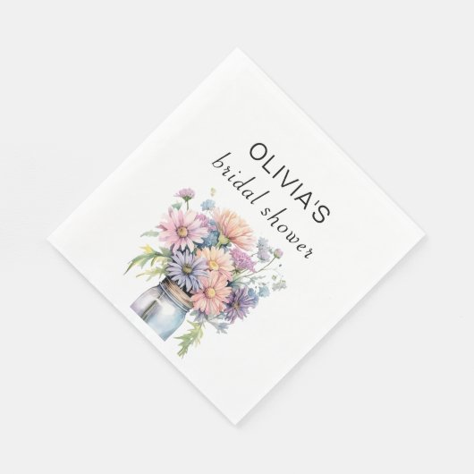 Wildflower rustieke Mason Jar Vrijgezellenfeest pa Servet (Hoek)