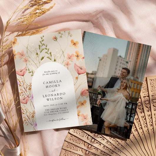 Wildflower rustieke Wildflower bruiloft foto Kaart