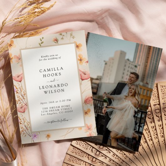 Wildflower rustieke Wildflower bruiloft foto Kaart