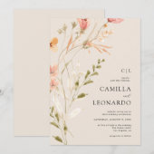 Wildflower rustieke Wildflower bruiloft uitnodigin Kaart (Voorkant / Achterkant)