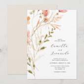 Wildflower rustieke Wildflower bruiloft uitnodigin Kaart (Voorkant / Achterkant)