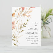 Wildflower rustieke Wildflower bruiloft uitnodigin Kaart (Staand voorkant)