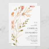 Wildflower rustieke Wildflower bruiloft uitnodigin Kaart (Voorkant / Achterkant)