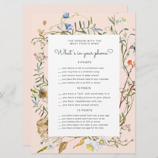 wildflower rustige Baby shower (Voorkant / Achterkant)