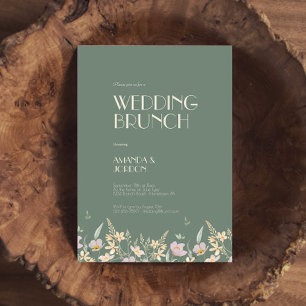 Wildflower Sage Deco Bruiloft Brunch Kaart