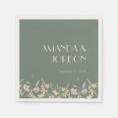 Wildflower Sage Deco bruiloft cocktail Servet (Voorkant)