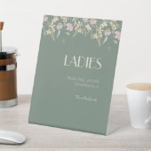 Wildflower Sage Deco Bruiloft Dames Badkamer Reclamebord Met Voetstuk (Insitu)