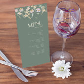 Wildflower Sage Deco Bruiloft Diner en Drink Menu