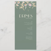 Wildflower Sage Deco Bruiloft Drink Menu (Voorkant)