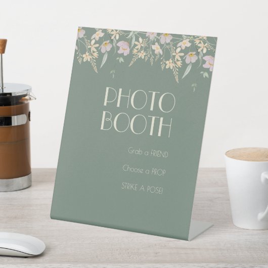 Wildflower Sage Deco Bruiloft Fotocabine Reclamebord Met Voetstuk (Insitu)